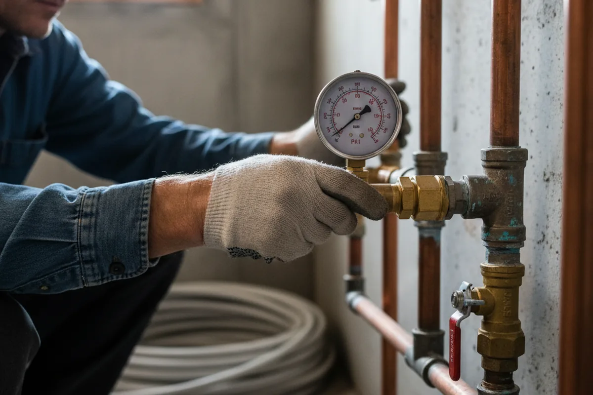 Pressure testing a repaired line during Water Line Repair in Owasso